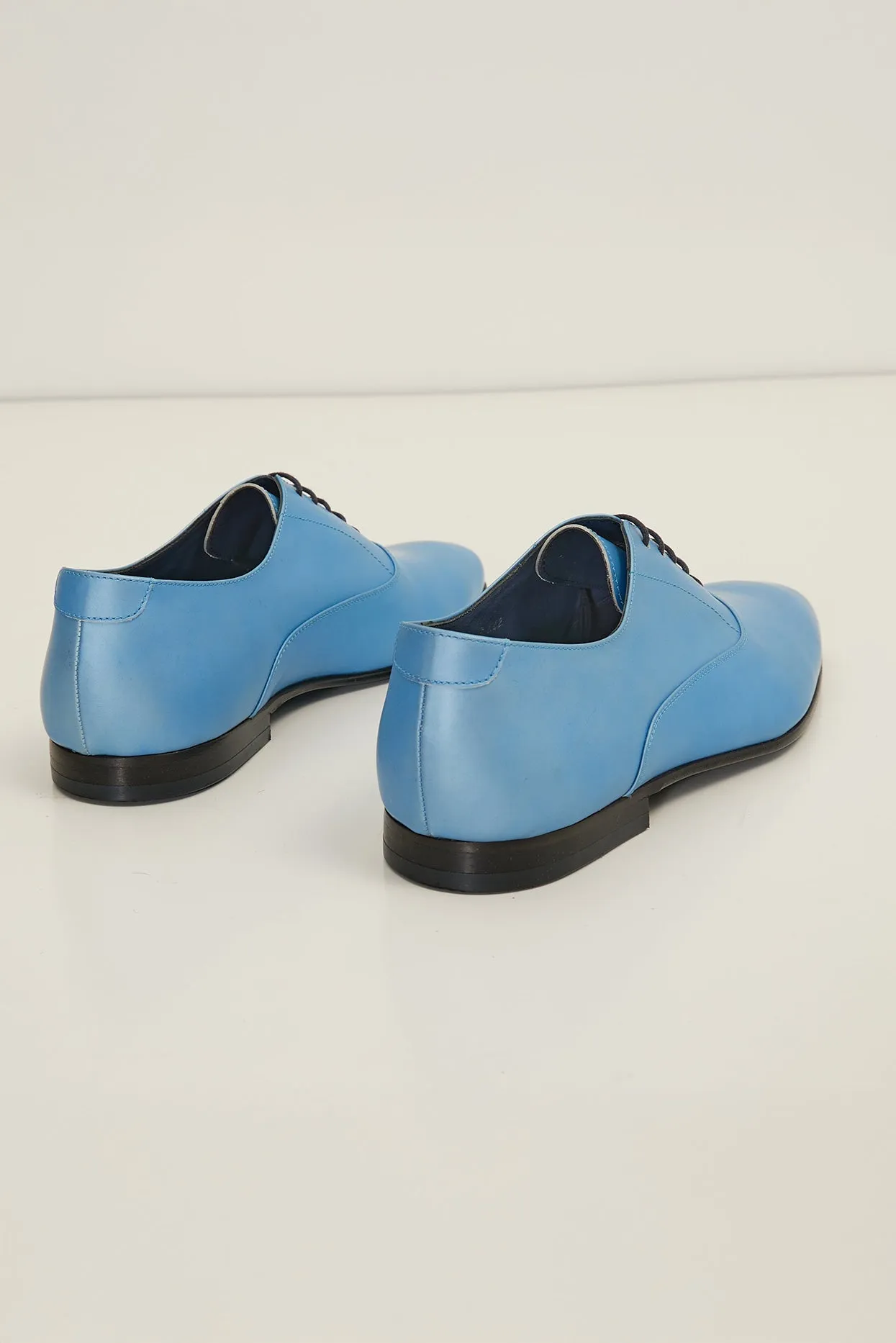 Patent Leather Oxfords - Metallic Sky Blue