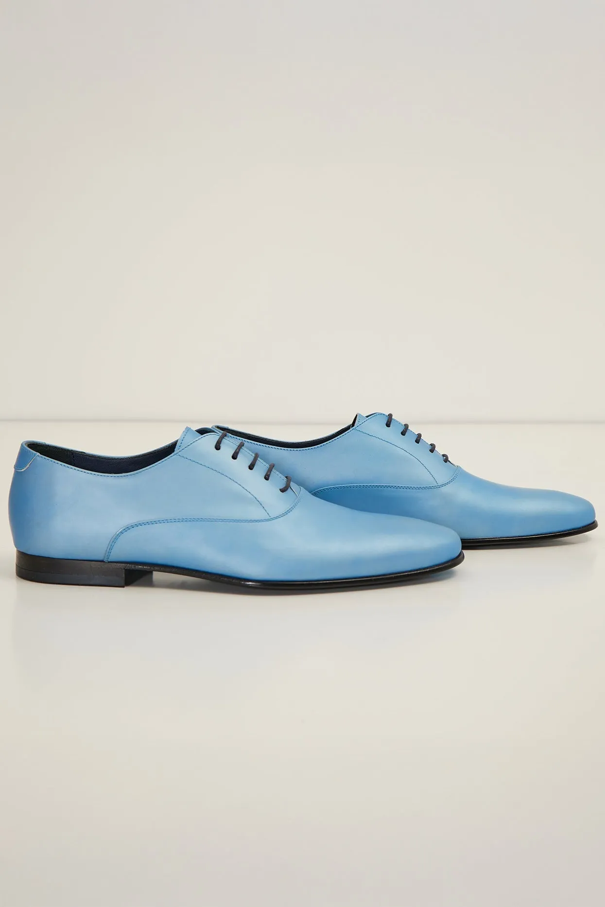Patent Leather Oxfords - Metallic Sky Blue
