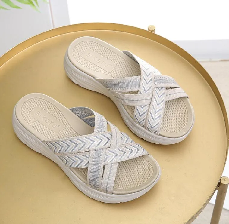 SIKETU | Cross Straps Slide Platform Wedge Sandals