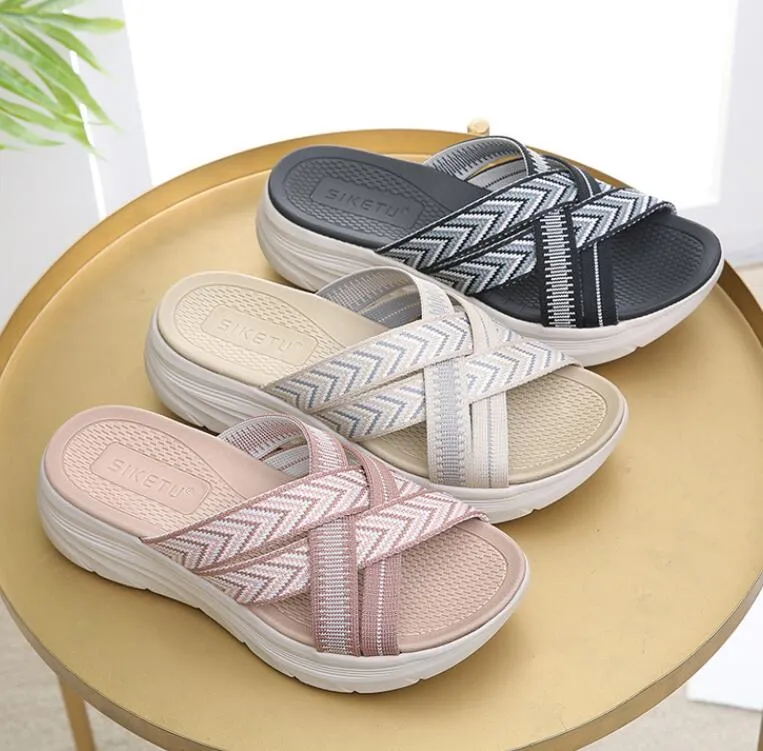 SIKETU | Cross Straps Slide Platform Wedge Sandals