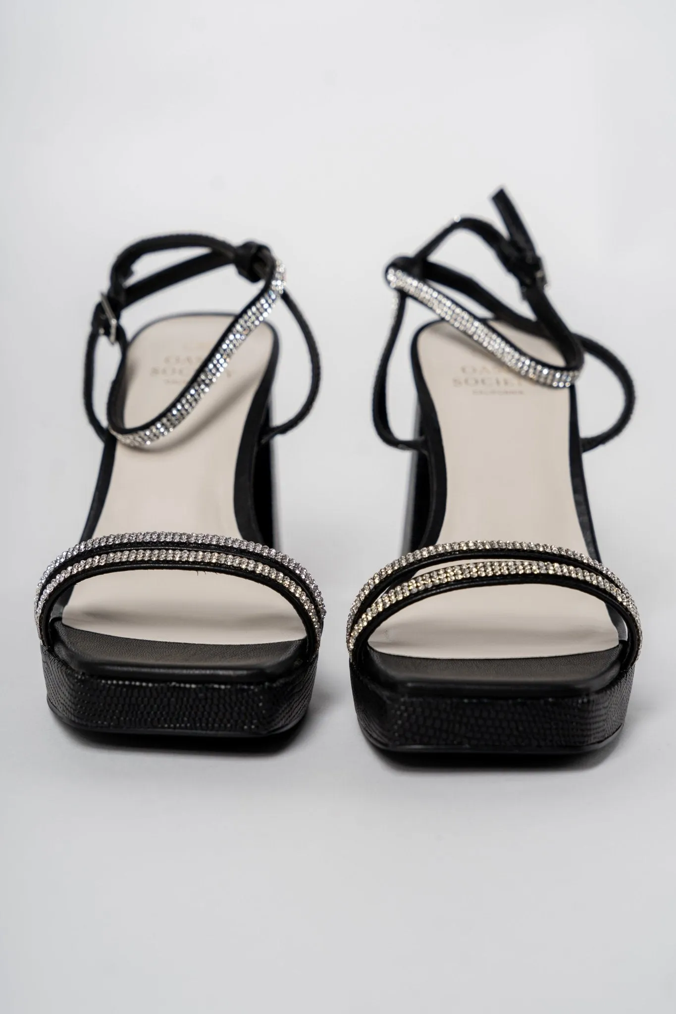 Suva rhinestone strappy heels black