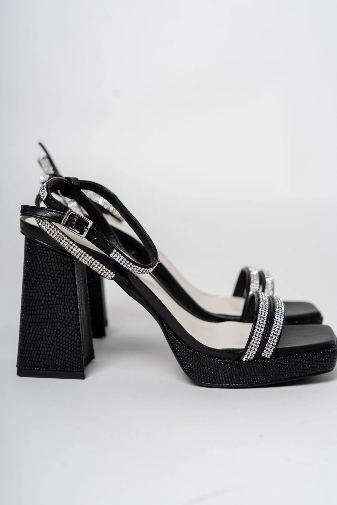 Suva rhinestone strappy heels black