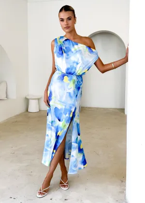 Tanya Midi Dress - Blue Abstract