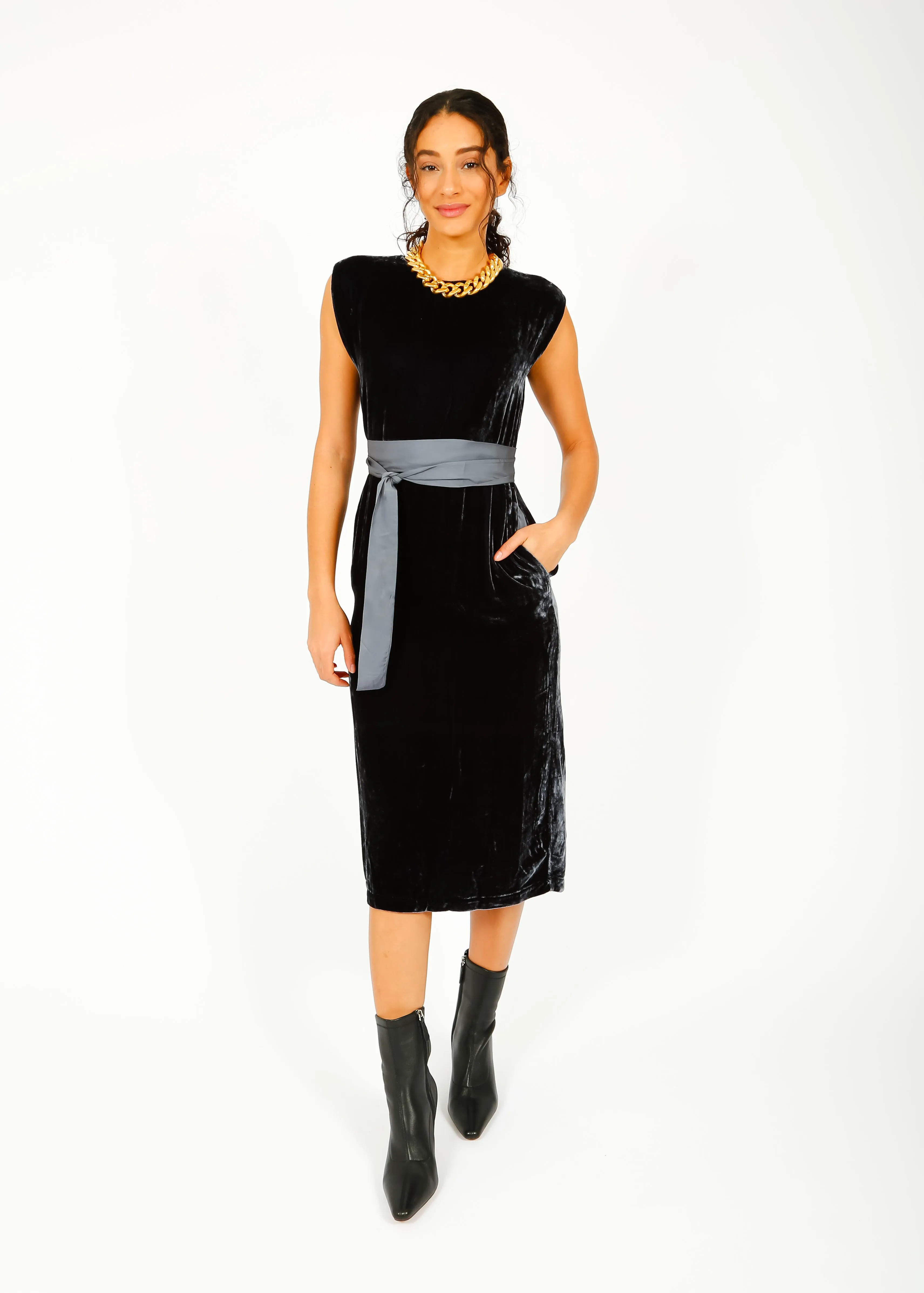 VELVET Kandace Dress in Navy